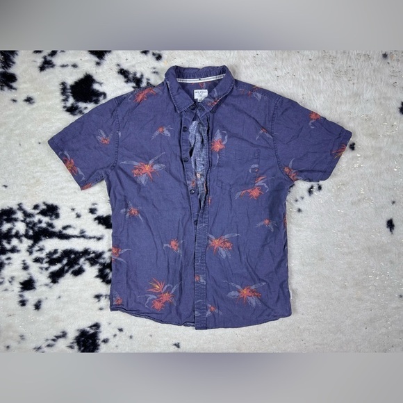 Jack O’Neil Men’s Blue Short Sleeve Linen Button Down Hawaiian Shirt Size Medium - Picture 1 of 6